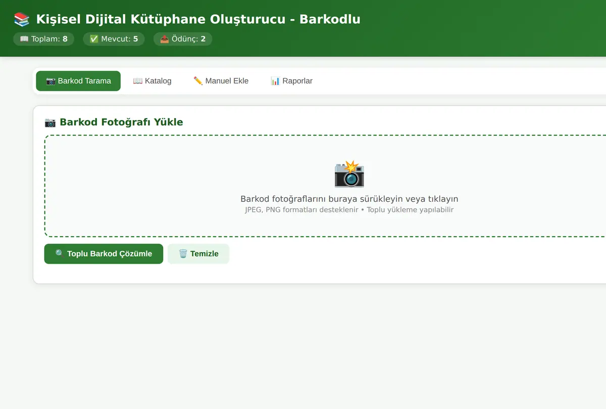 Kişisel Dijital Kütüphane Oluşturucu - Barkodlu ekran görüntüsü