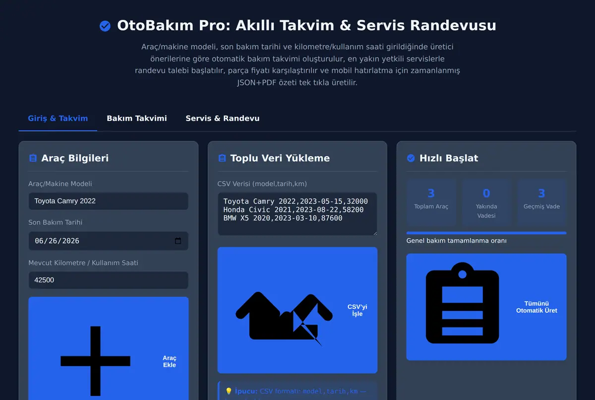 OtoBakım Pro: Akıllı Takvim & Servis Randevusu ekran görüntüsü 2