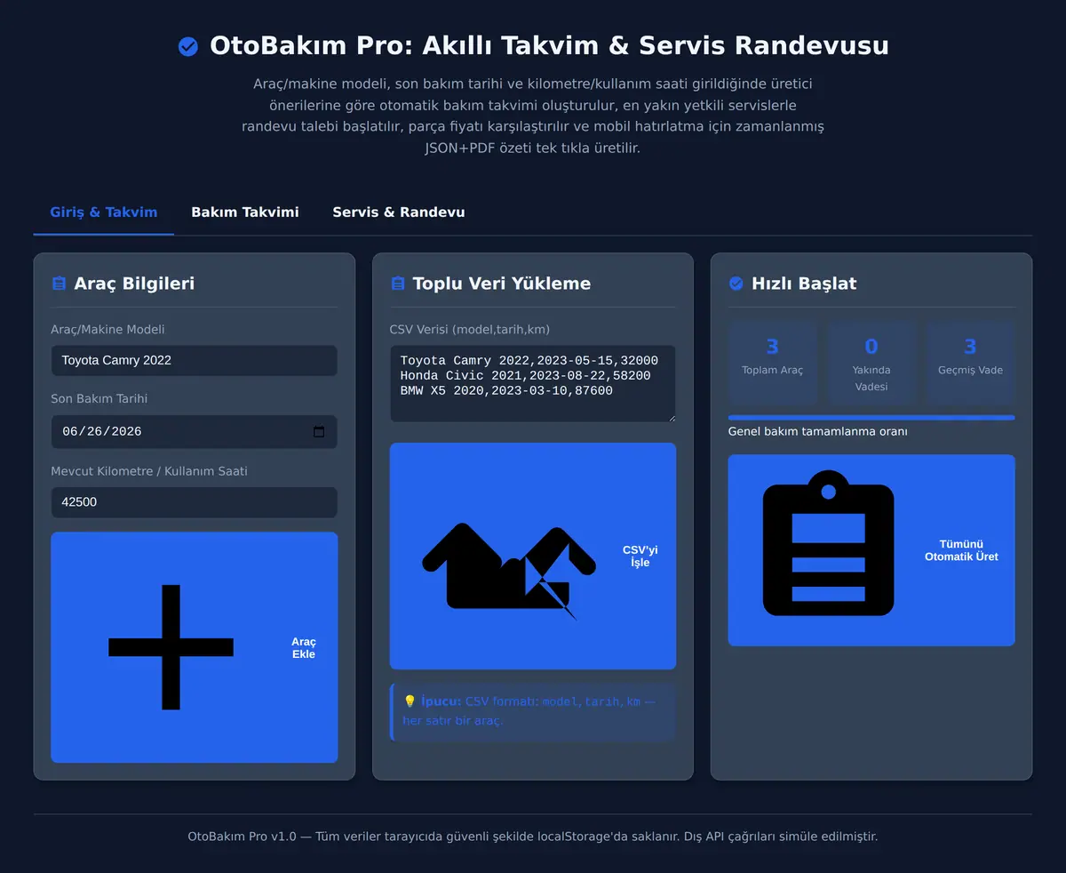OtoBakım Pro: Akıllı Takvim & Servis Randevusu ekran görüntüsü 3