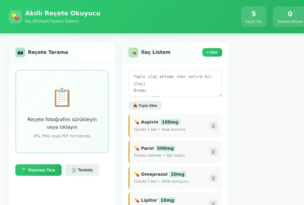 Akıllı Reçete Okuyucu & İlaç Etkileşim Uyarıcı ekran görüntüsü