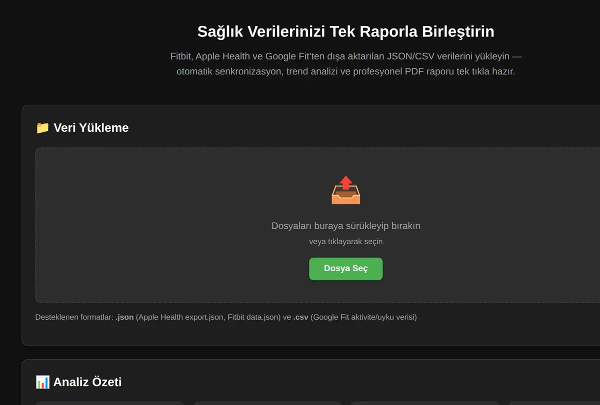 Sağlık Verilerinizi Tek Raporla Birleştirin ekran görüntüsü