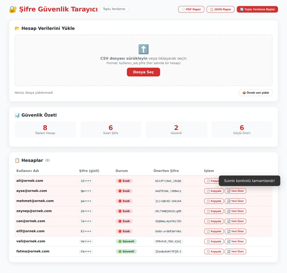 Şifre Güvenlik Tarayıcı & Toplu Yenileme Aracı ekran görüntüsü 3