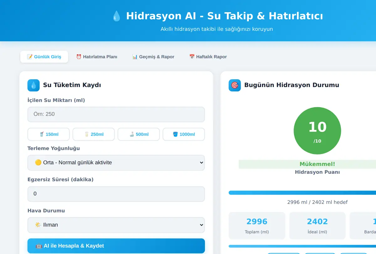 Hidrasyon AI - Su Takip & Hatırlatıcı ekran görüntüsü