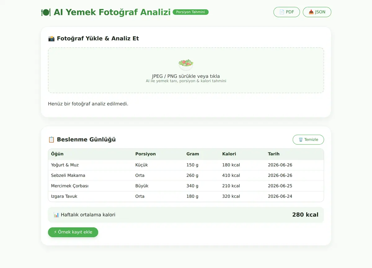 AI Yemek Fotoğraf Analizi & Porsiyon Tahmincisi ekran görüntüsü 3