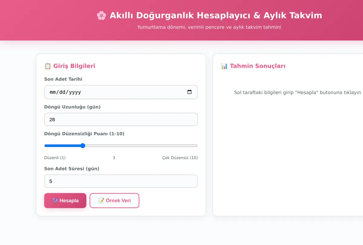 Akıllı Doğurg Hesaplayıcı & Aylık Takvim ekran görüntüsü