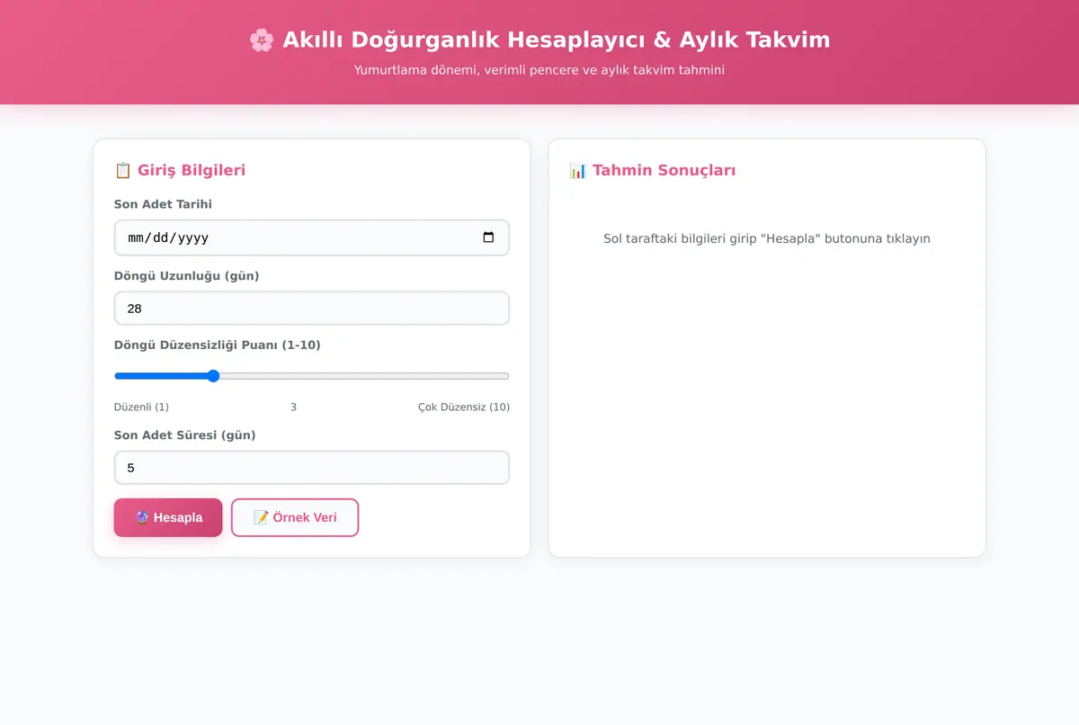 Akıllı Doğurg Hesaplayıcı & Aylık Takvim ekran görüntüsü 2