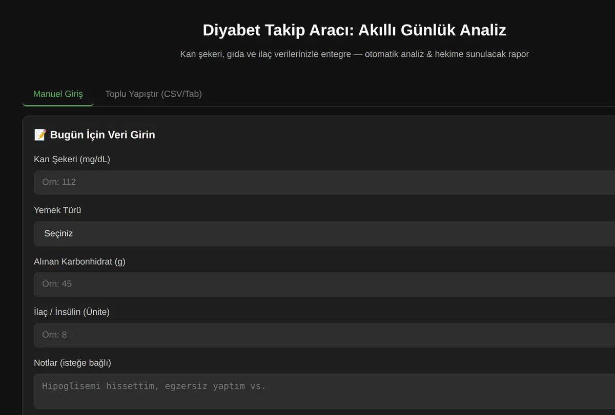 Diyabet Takip Aracı: Akıllı Günlük Analiz ekran görüntüsü