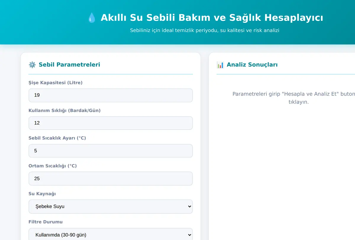 Akıllı Su Sebili Bakım ve Sağlık Hesaplayıcı ekran görüntüsü
