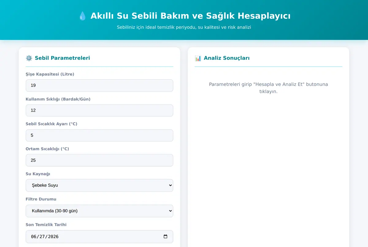 Akıllı Su Sebili Bakım ve Sağlık Hesaplayıcı ekran görüntüsü 2