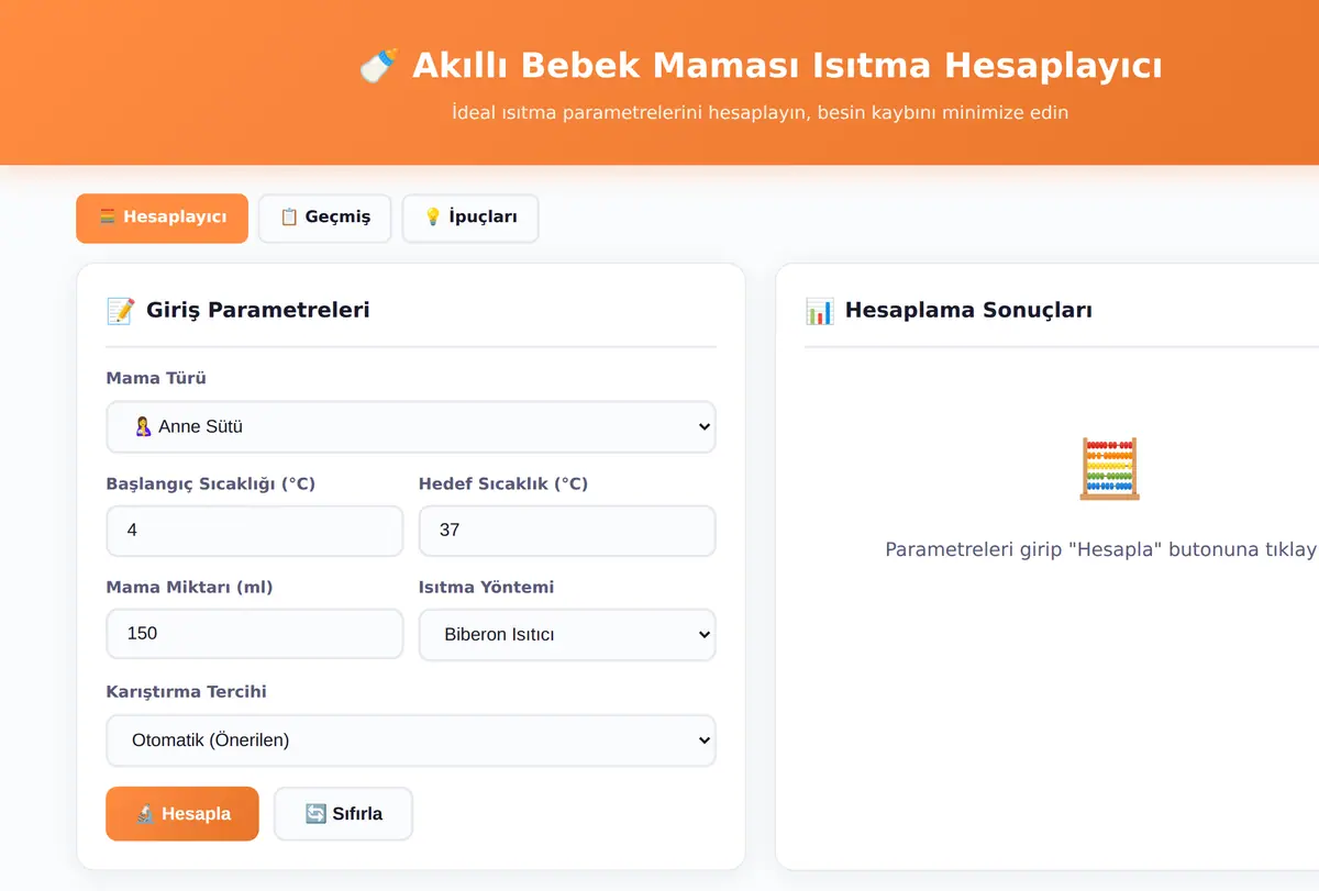 Akıllı Bebek Maması Isıtma Hesaplayıcı ekran görüntüsü