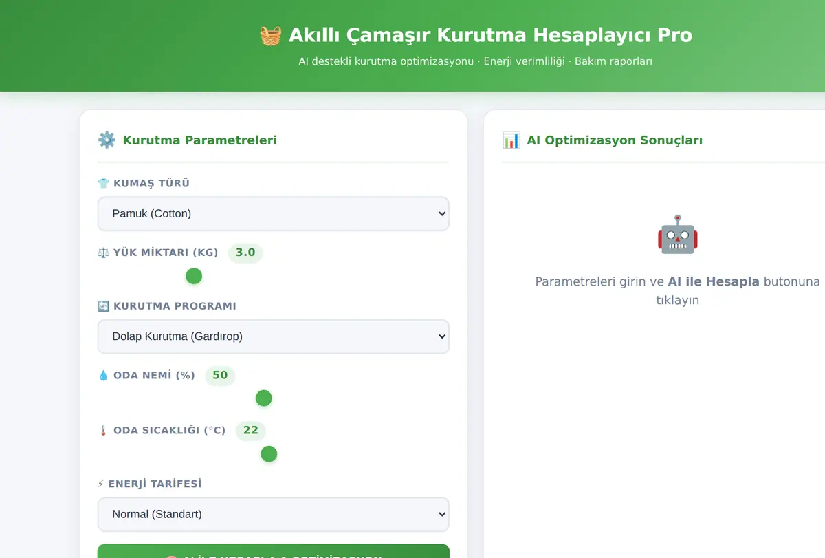 Akıllı Çamaşır Kurutma Hesaplayıcı Pro ekran görüntüsü