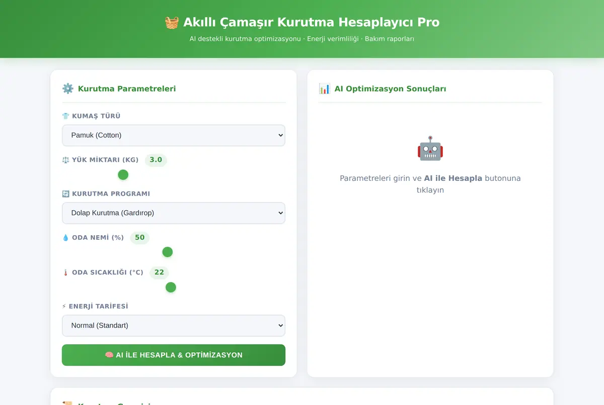 Akıllı Çamaşır Kurutma Hesaplayıcı Pro ekran görüntüsü 2
