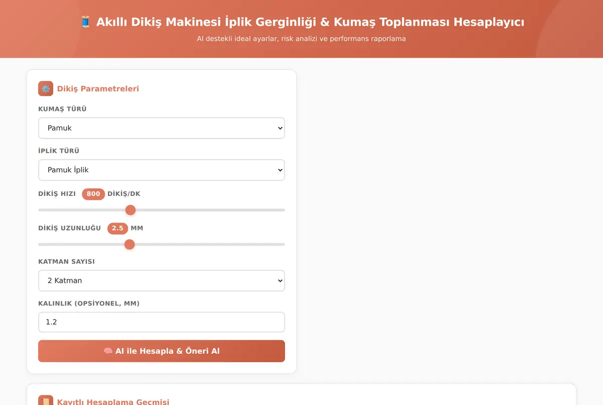 Akıllı Dikiş Makinesi İplik Gerginliği & Kumaş Toplanması Hesaplayıcı ekran görüntüsü 2