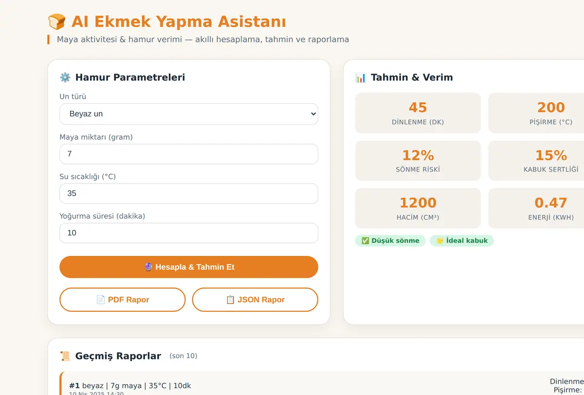 AI Ekmek Yapma Asistanı: Hamur & Maya Verim Hes ekran görüntüsü
