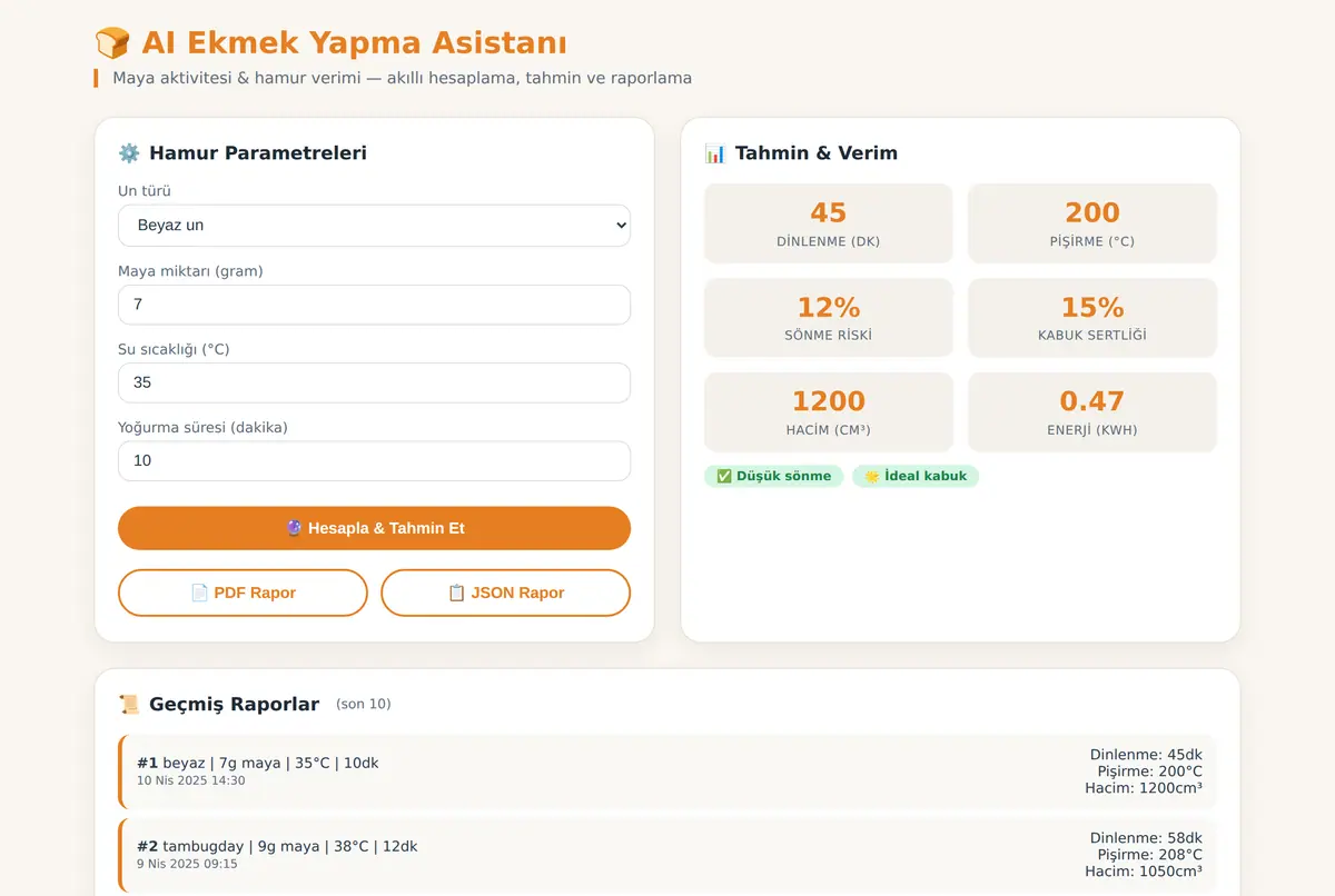 AI Ekmek Yapma Asistanı: Hamur & Maya Verim Hes ekran görüntüsü 2