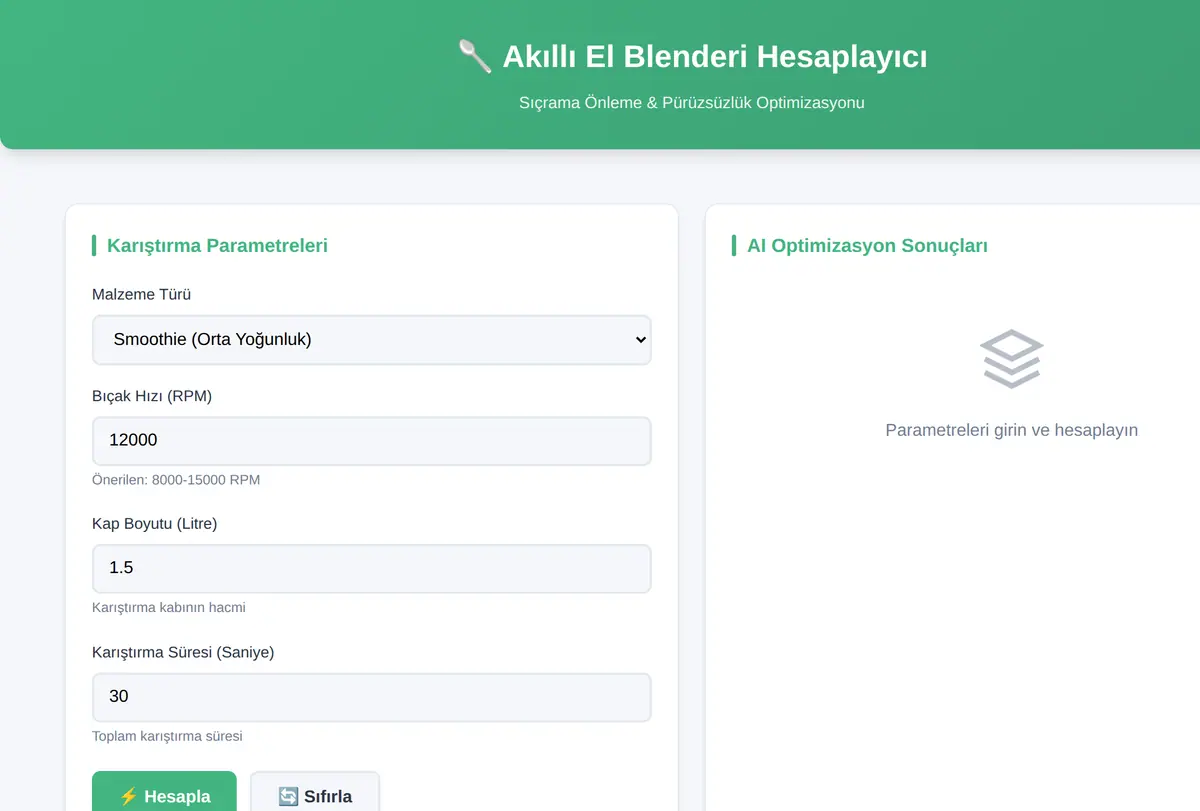 Akıllı El Blenderi Hesaplayıcı - Sıçrama & Pürüzsüzlük ekran görüntüsü