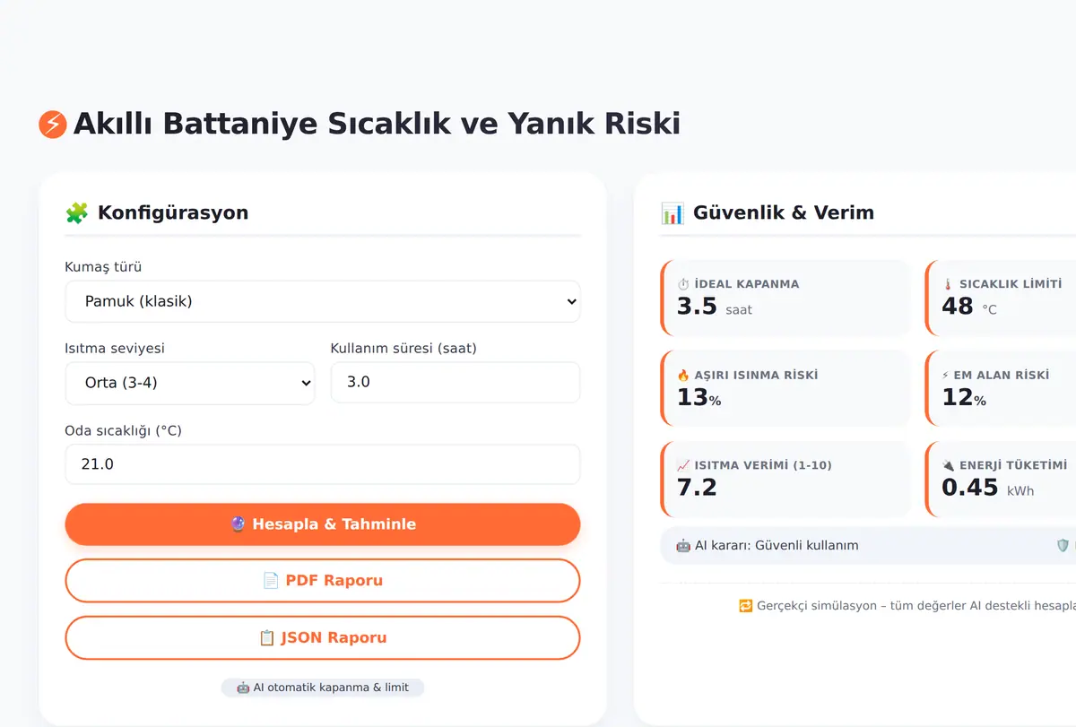Akıllı Battaniye Sıcaklık ve Yanık Riski ekran görüntüsü