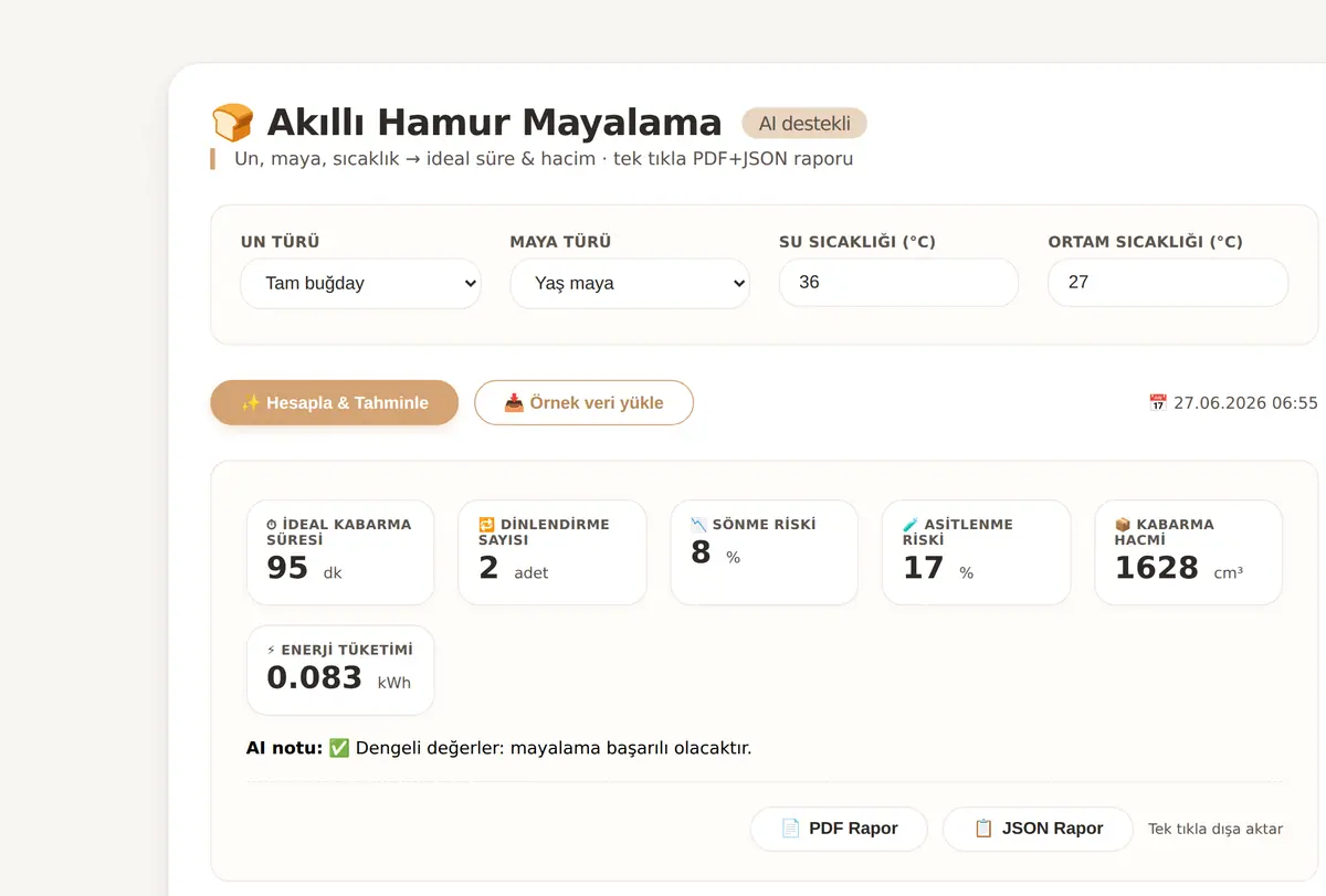 Akıllı Hamur Mayalama Hesaplayıcı ekran görüntüsü
