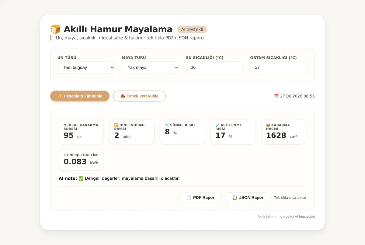 Akıllı Hamur Mayalama Hesaplayıcı ekran görüntüsü 3