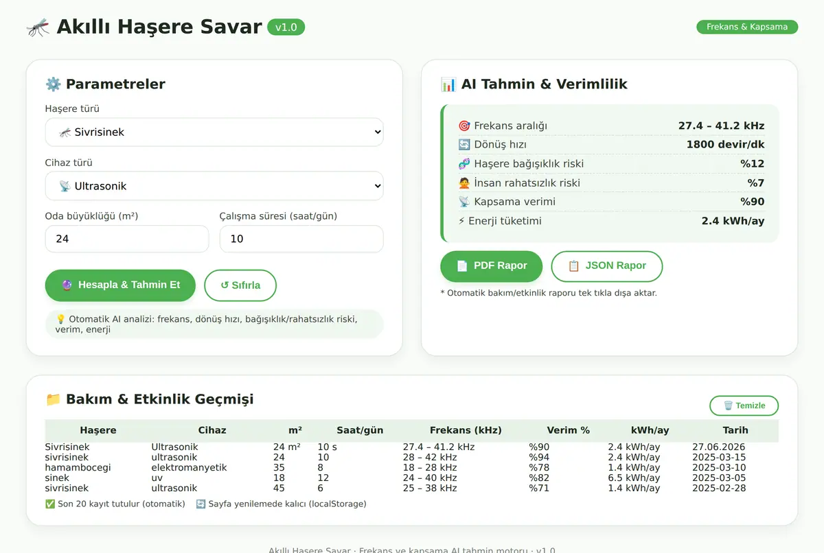 Akıllı Haşere Savar Frekans ve Kapsama Hesaplayıcı ekran görüntüsü 2