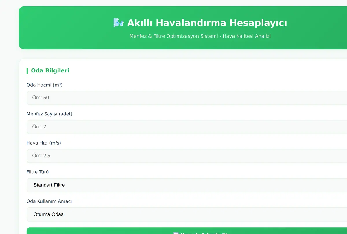Akıllı Havalandırma Hesaplayıcı - Menfez & Filt ekran görüntüsü