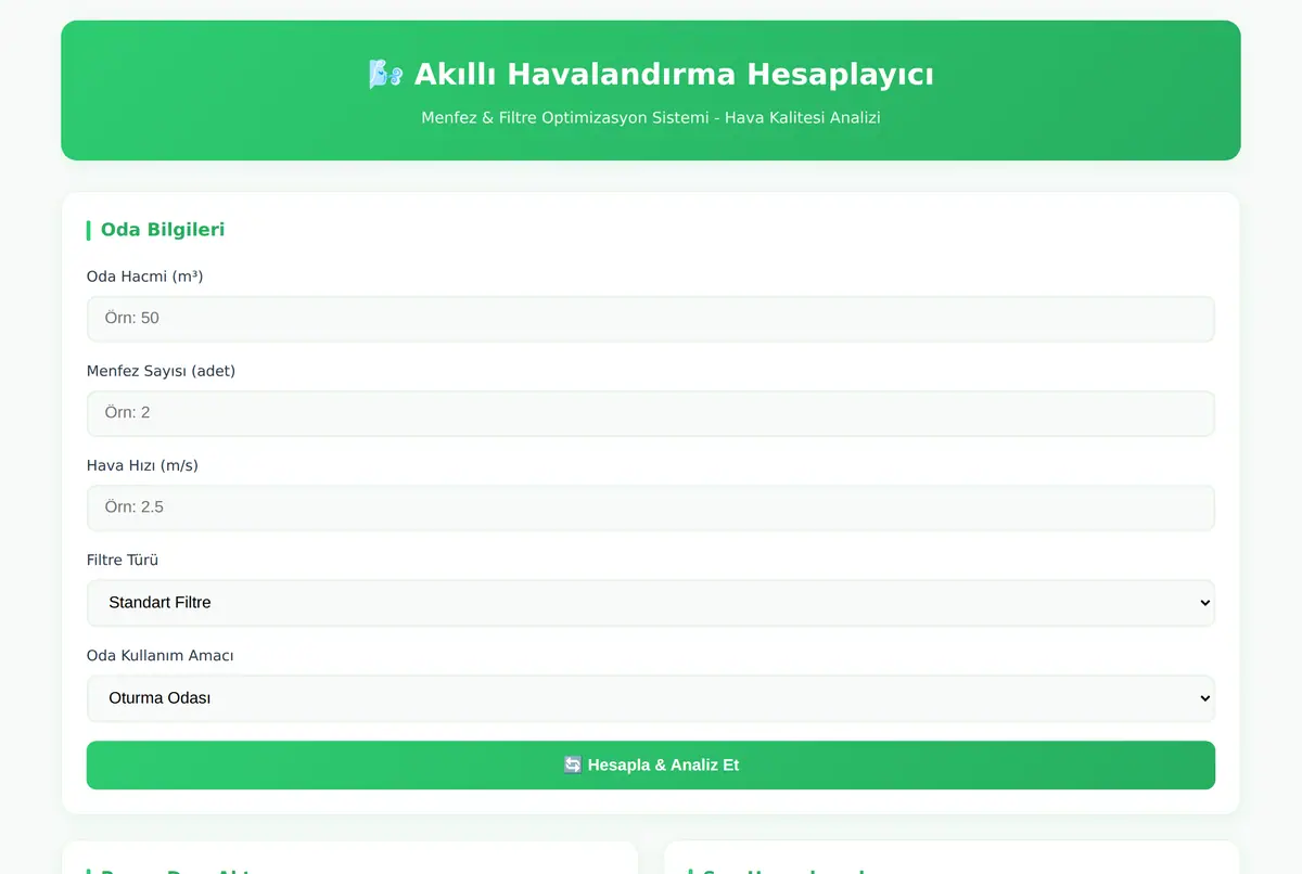 Akıllı Havalandırma Hesaplayıcı - Menfez & Filt ekran görüntüsü 2