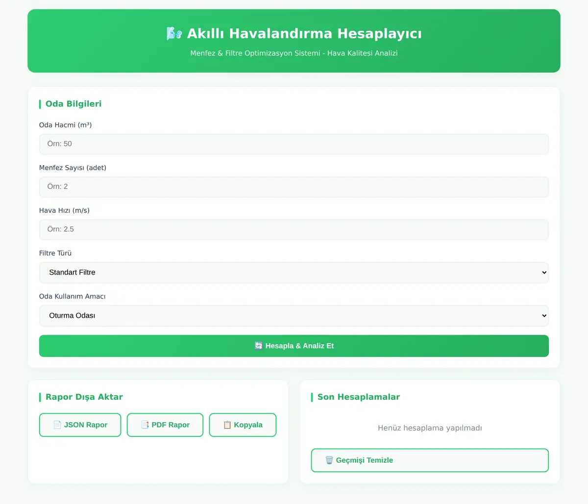 Akıllı Havalandırma Hesaplayıcı - Menfez & Filt ekran görüntüsü 3