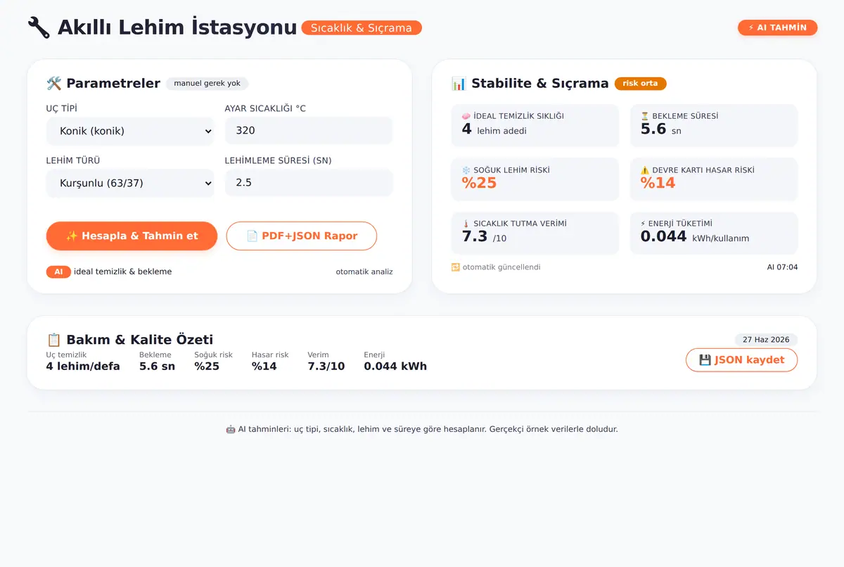 Akıllı Lehim İstasyonu · Sıcaklık & Sıçrama ekran görüntüsü 2