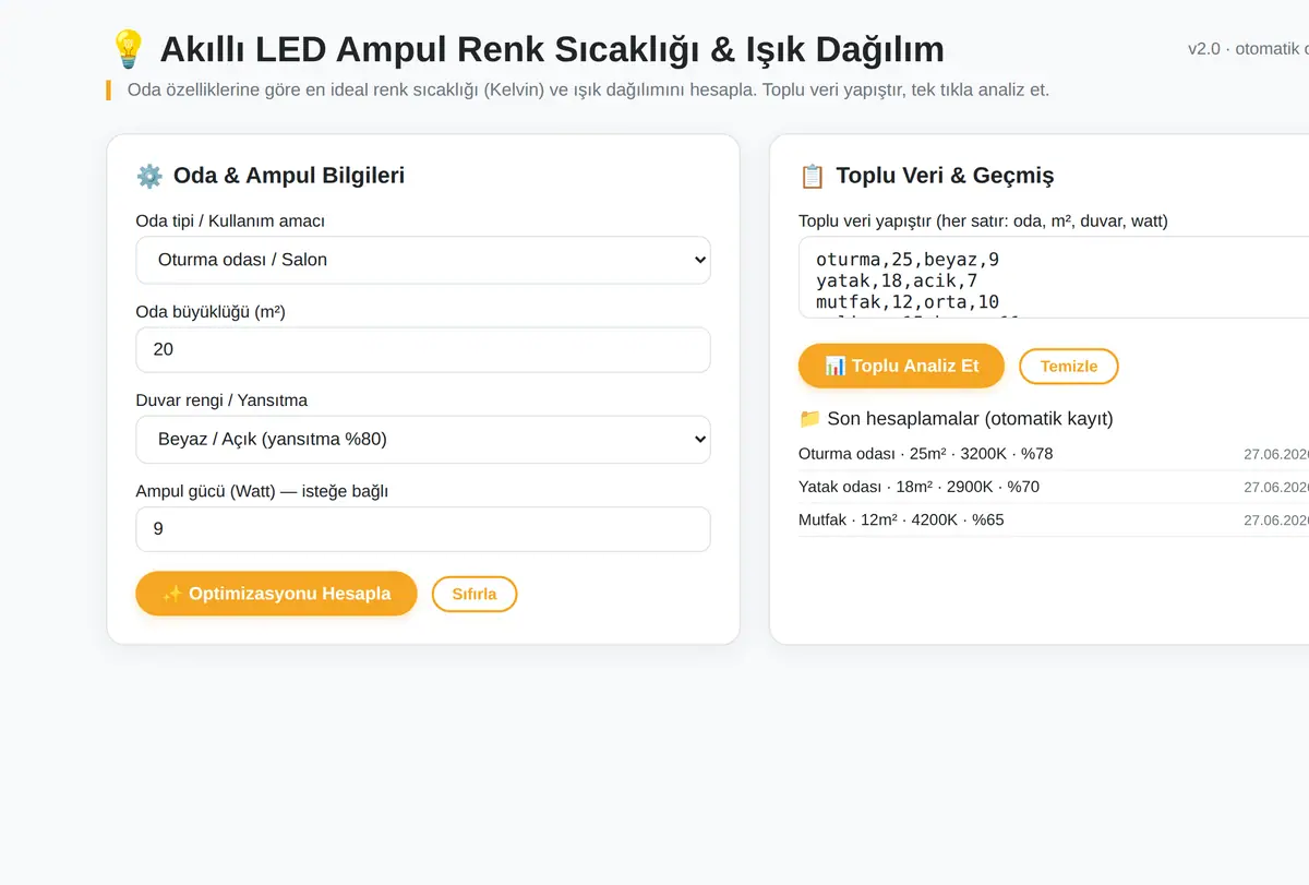 Akıllı LED Ampul Renk Sıcaklığı ve Işık Dağılım ekran görüntüsü