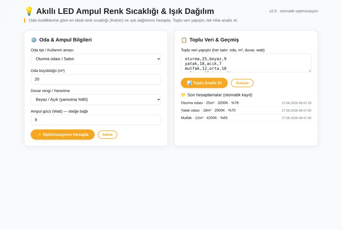 Akıllı LED Ampul Renk Sıcaklığı ve Işık Dağılım ekran görüntüsü 2