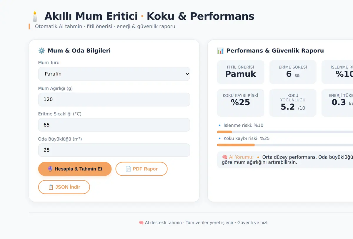 Akıllı Mum Eritici: Koku & Performans Hesaplayıcı ekran görüntüsü