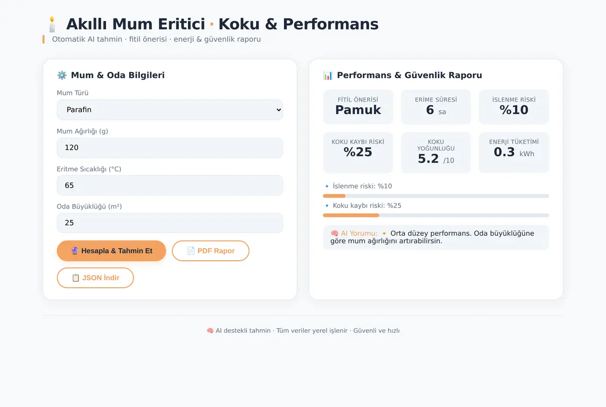 Akıllı Mum Eritici: Koku & Performans Hesaplayıcı ekran görüntüsü 2