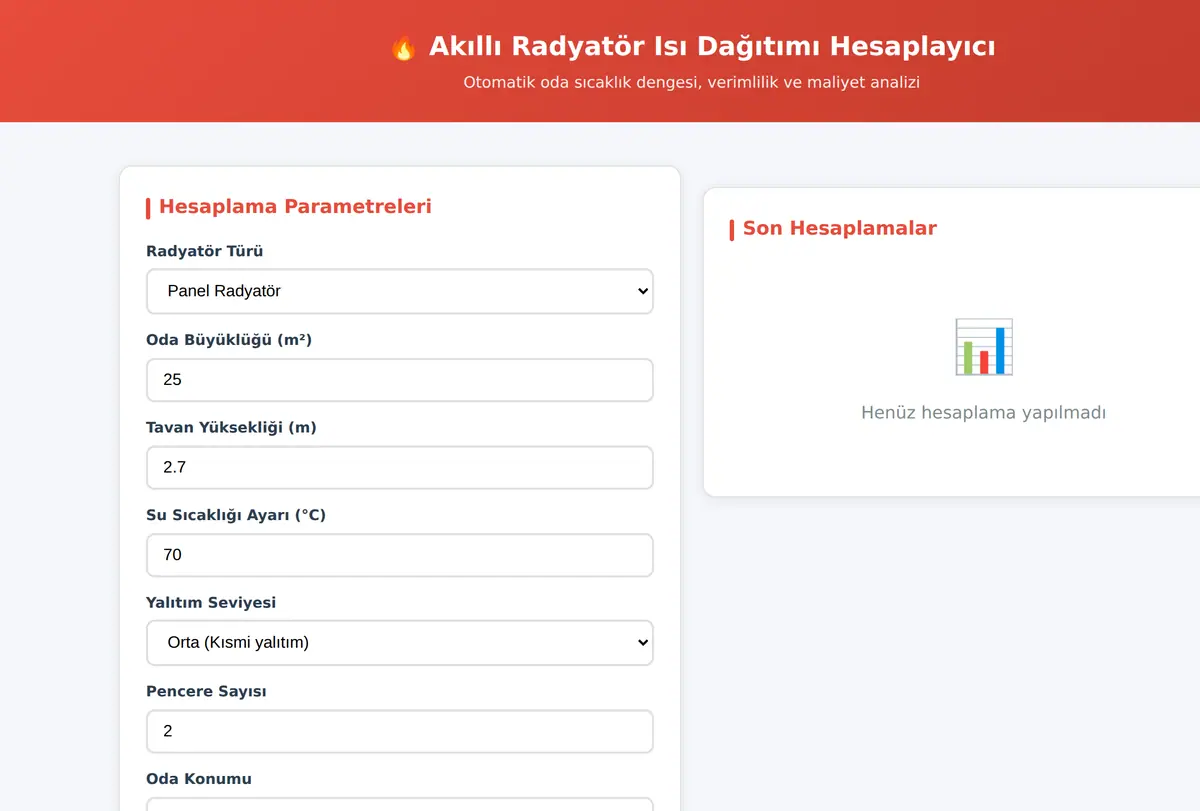 Akıllı Radyatör Isı Dağıtımı Hesaplayıcı ekran görüntüsü