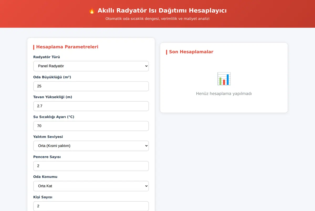 Akıllı Radyatör Isı Dağıtımı Hesaplayıcı ekran görüntüsü 2