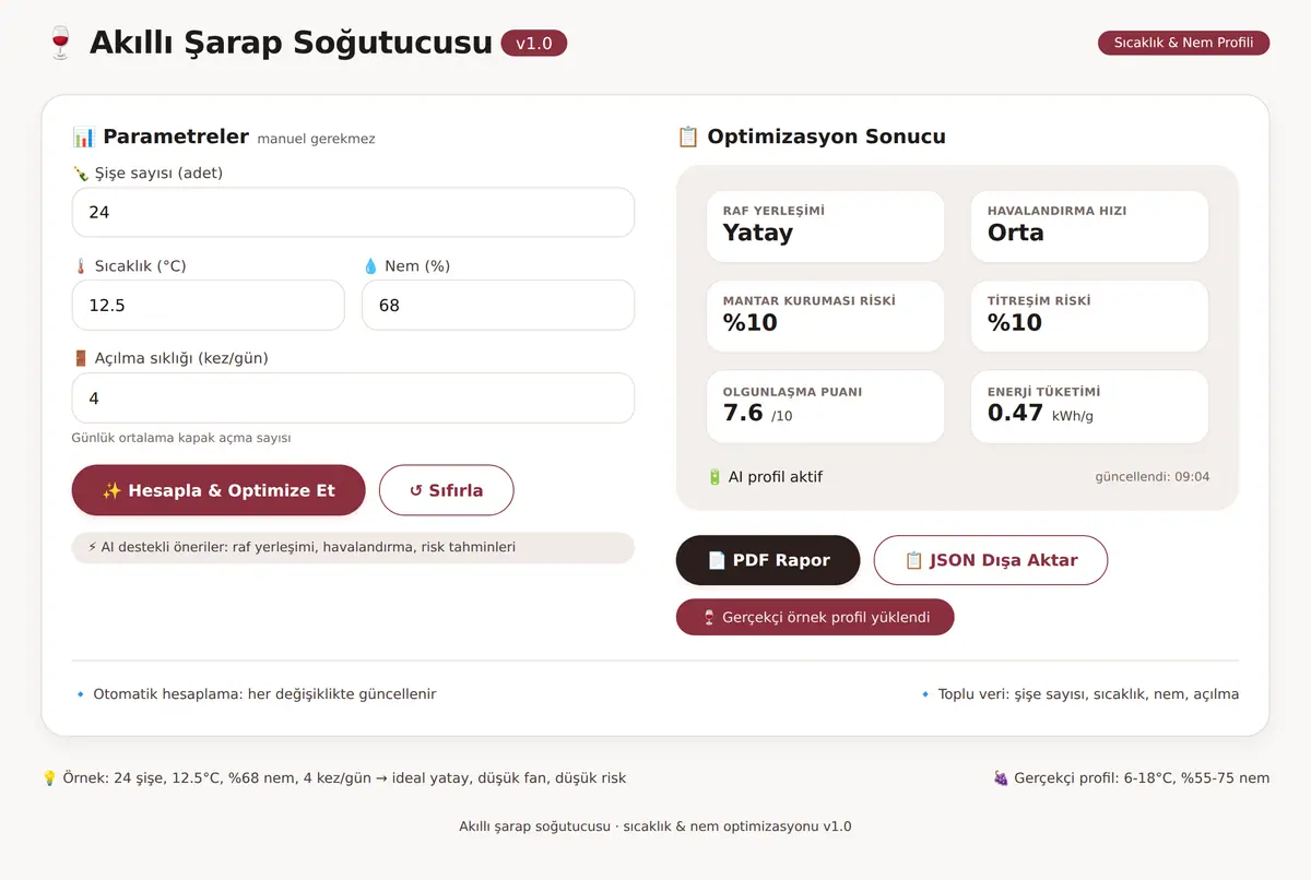 Akıllı Şarap Soğutucusu · Sıcaklık & Nem Hesapla ekran görüntüsü 2