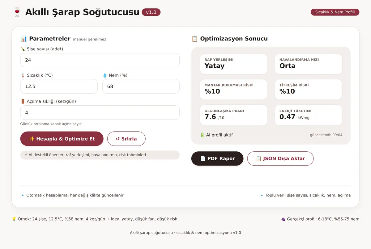 Akıllı Şarap Soğutucusu · Sıcaklık & Nem Hesapla ekran görüntüsü 3