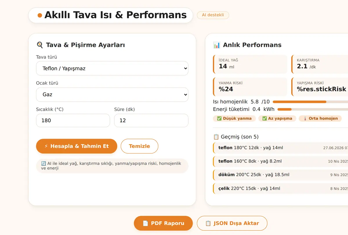 Akıllı Tava Isı & Performans Hesaplayıcı ekran görüntüsü