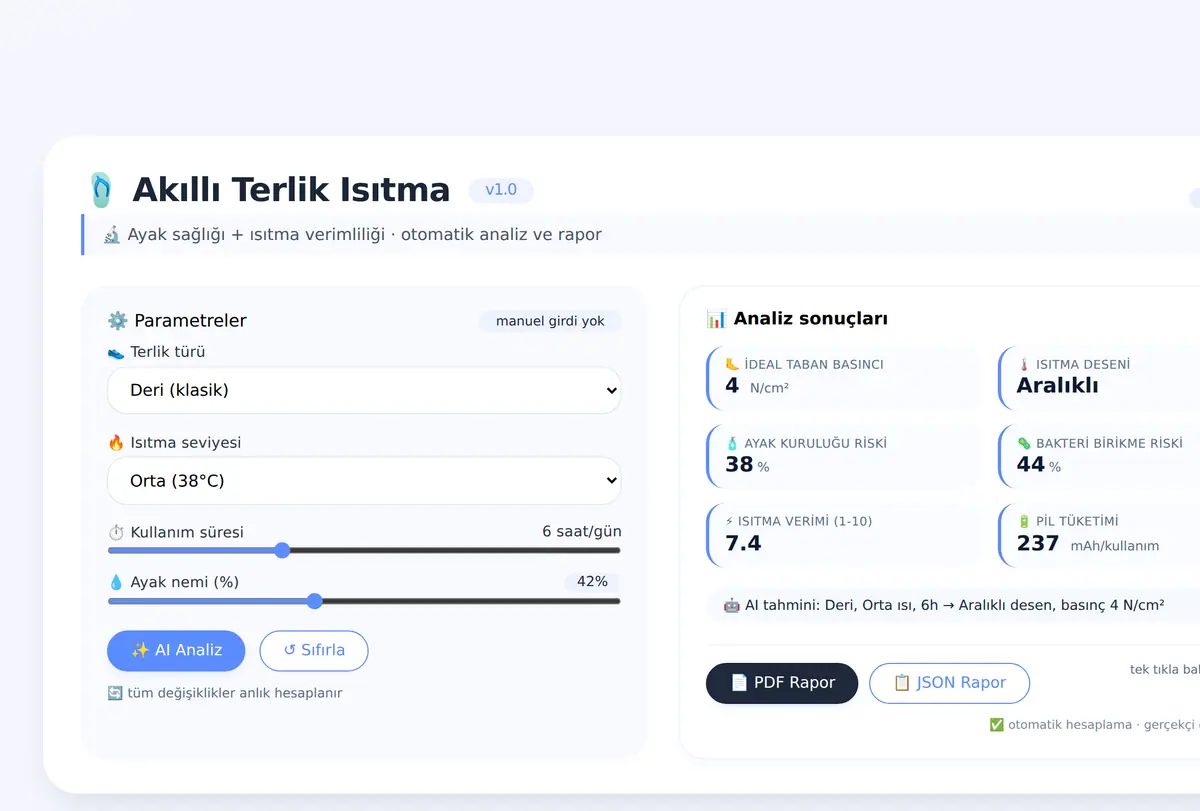 Akıllı Terlik Isıtma ve Ayak Sağlığı Analiz Aracı ekran görüntüsü