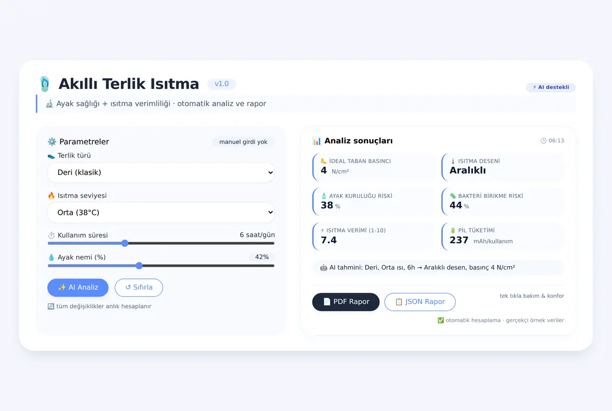 Akıllı Terlik Isıtma ve Ayak Sağlığı Analiz Aracı ekran görüntüsü 3