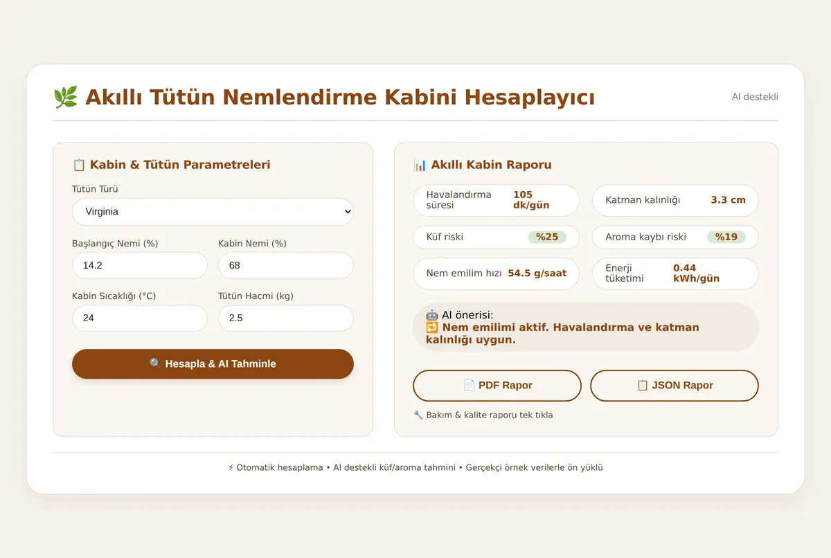 Akıllı Tütün Nemlendirme Kabini Hesaplayıcı ekran görüntüsü 3