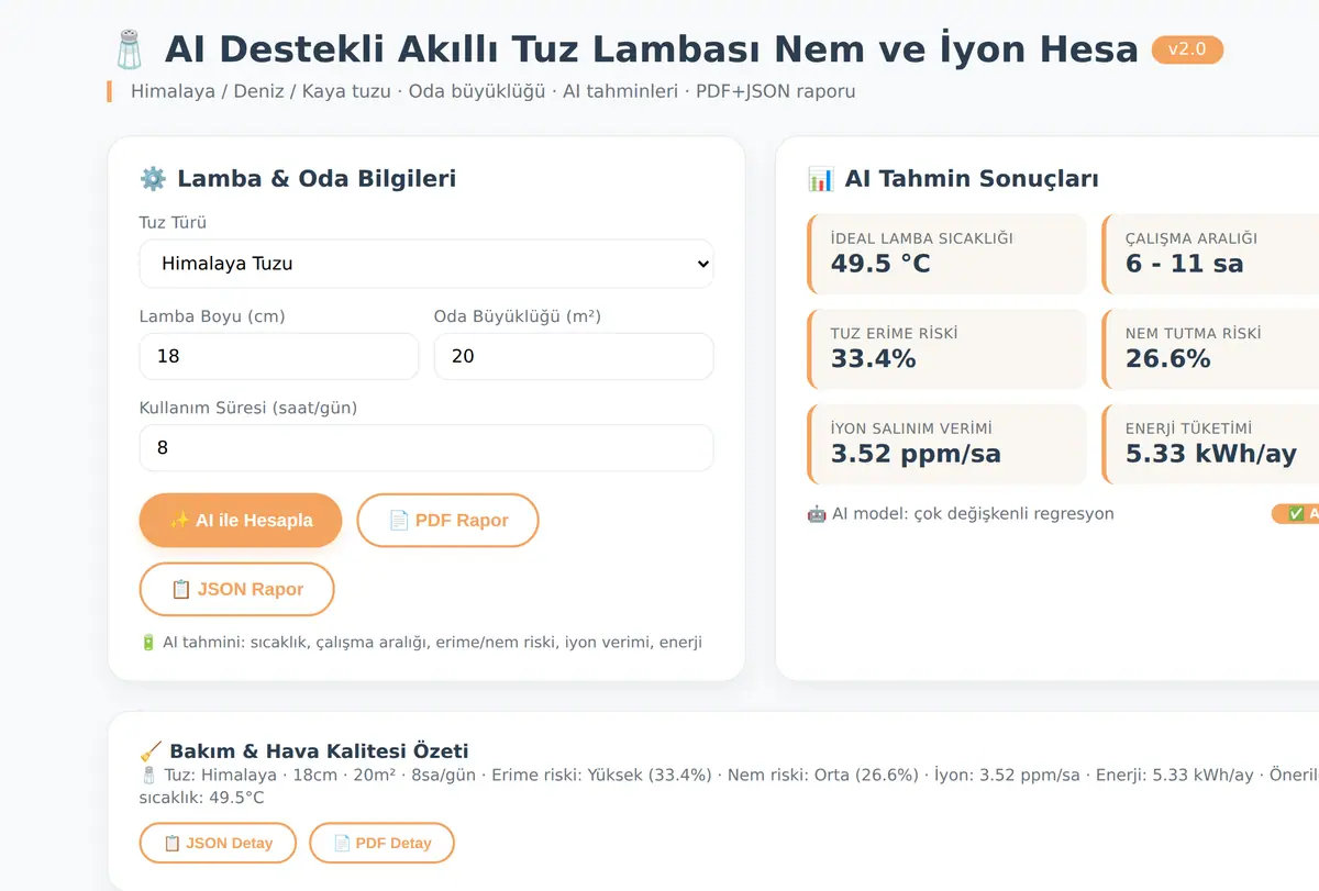 AI Destekli Akıllı Tuz Lambası Nem ve İyon Hesa ekran görüntüsü