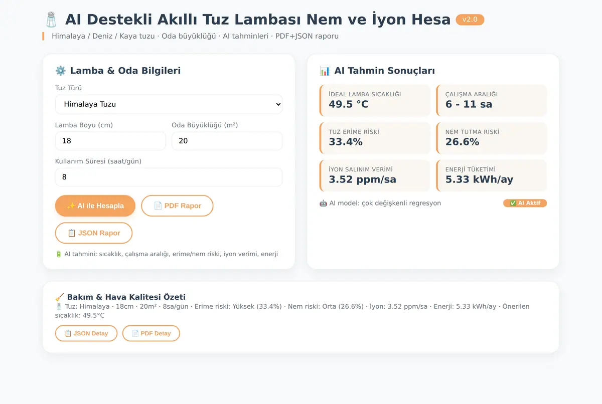 AI Destekli Akıllı Tuz Lambası Nem ve İyon Hesa ekran görüntüsü 3