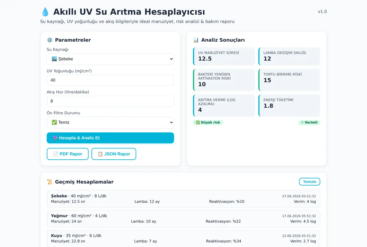 Akıllı UV Su Arıtma Hesaplayıcısı ekran görüntüsü 2