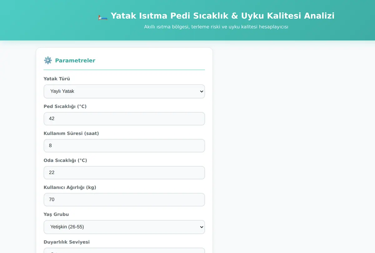Yatak Isıtma Pedi Sıcaklık & Uyku Kalitesi Analizi ekran görüntüsü