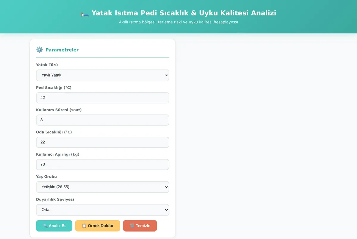 Yatak Isıtma Pedi Sıcaklık & Uyku Kalitesi Analizi ekran görüntüsü 2