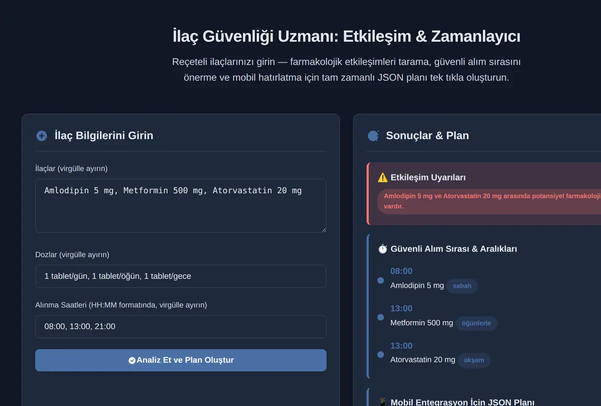 İlaç Güvenliği Uzmanı: Etkileşim & Zamanlayıcı ekran görüntüsü