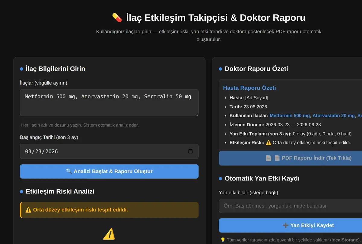 İlaç Etkileşim Takipçisi & Doktor Raporu ekran görüntüsü