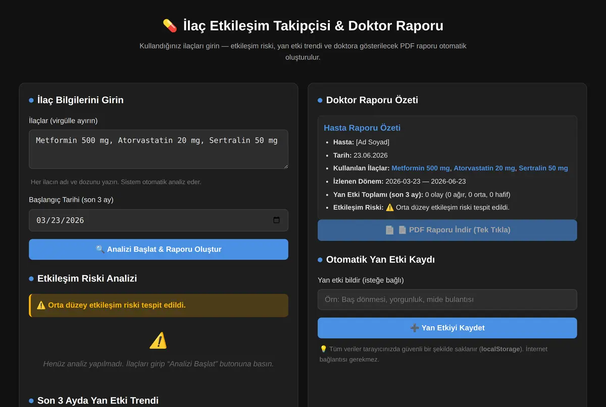 İlaç Etkileşim Takipçisi & Doktor Raporu ekran görüntüsü 2