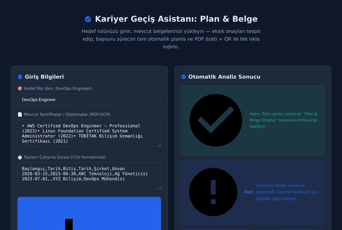 Kariyer Geçiş Asistanı: Plan & Belge ekran görüntüsü 2