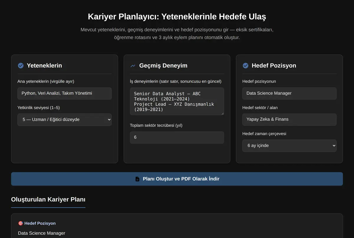 Kariyer Planlayıcı: Yeteneklerinle Hedefe Ulaş ekran görüntüsü 2